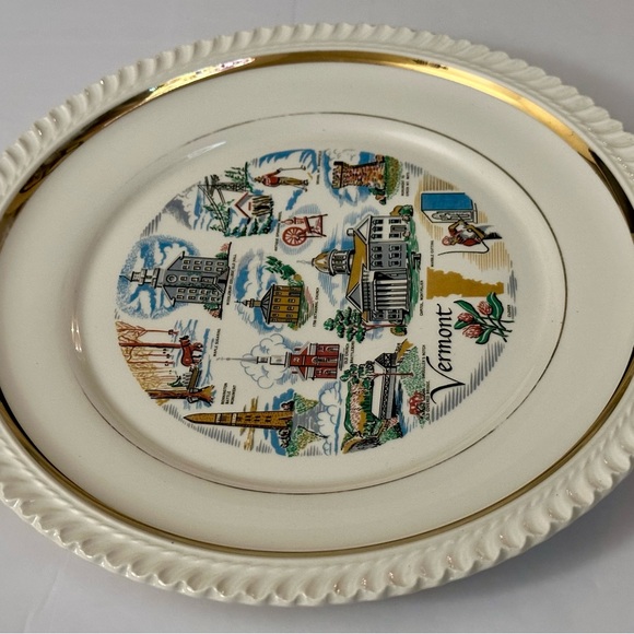 Vintage Vermont State Souvenir Plate - 10.5” Collectible with Iconic Landmarks - Picture 5 of 16